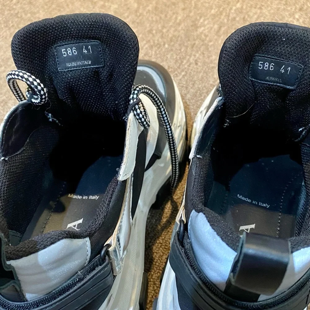 Prada Block Chunky Platform Sneakers Black White Holographic Size 41 - Picture 8 of 8